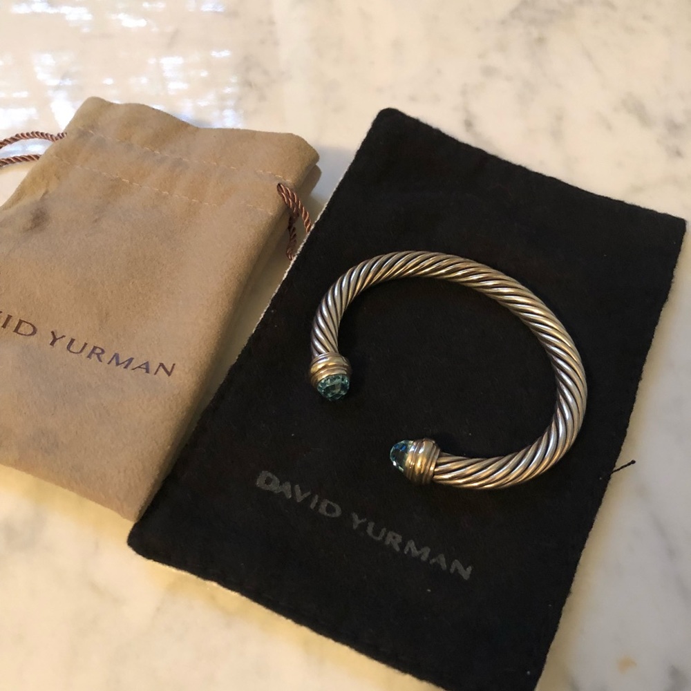 David Yurman Cable Bracelet w/Topaz & Gold